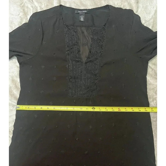 WHITE HOUSE BLACK MARKET Sheer Black Tunic Blouse Women’s Size 4 casual relaxed - Picture 7 of 7